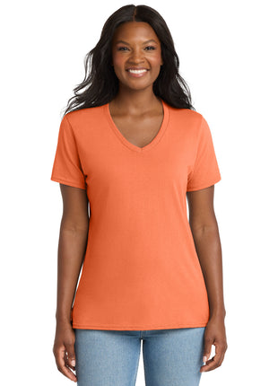 Port & Co™ Women's Core Cotton V-Neck Tee. LPC54V - Neon Orange | Port & Co
