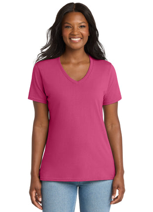 Port & Co™ Women's Core Cotton V-Neck Tee. LPC54V - Sangria | Port & Co