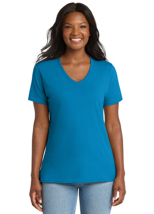 Port & Co™ Women's Core Cotton V-Neck Tee. LPC54V - Sapphire | Port & Co