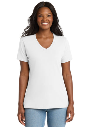 Port & Co™ Women's Core Cotton V-Neck Tee. LPC54V - White | Port & Co