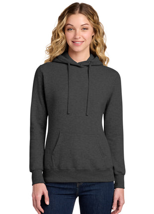 Port & Co™ Women's Core Fleece Pullover Hooded Sweatshirt LPC78H - Dark Heather Grey | Port & Co