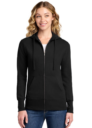 Port & Co™ Women's Core Fleece Full-Zip Hooded Sweatshirt. LPC78ZH - Jet Black | Port & Co