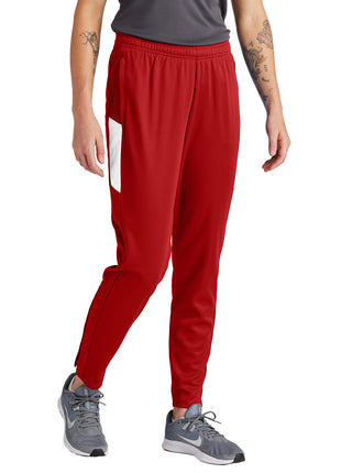 Sport-Tek® Women's Travel Pant LPST800 - Deep Red/ White | Sport-Tek