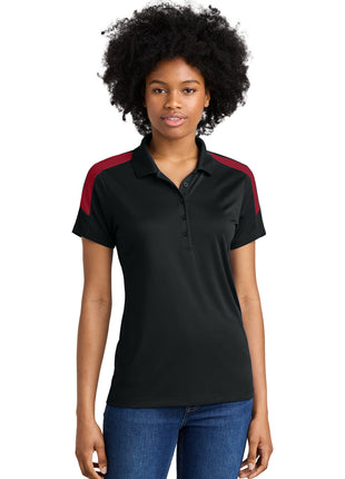 Sport-Tek® Women's Competitor™ United Polo LST104 - Black/ Deep Red | Sport-Tek