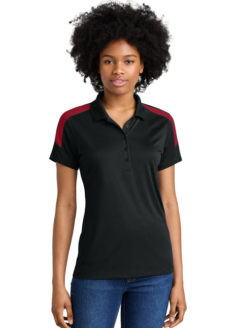 Sport-Tek® Women's Competitor™ United Polo LST104 - Black/ Deep Red | Sport-Tek