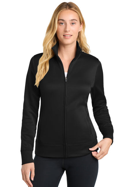 Sport-Tek® Women's Sport-Wick® Fleece Full-Zip Jacket.  LST241 - Black | Sport-Tek