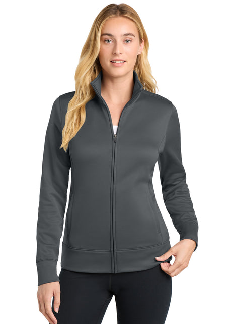 Sport-Tek® Women's Sport-Wick® Fleece Full-Zip Jacket.  LST241 - Dark Smoke Grey | Sport-Tek