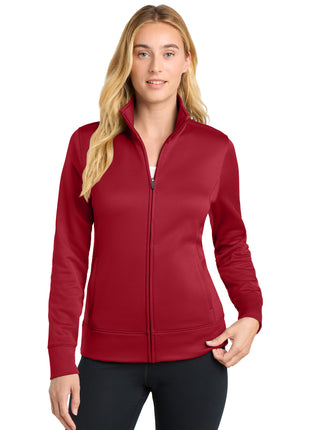 Sport-Tek® Women's Sport-Wick® Fleece Full-Zip Jacket.  LST241 - Deep Red | Sport-Tek