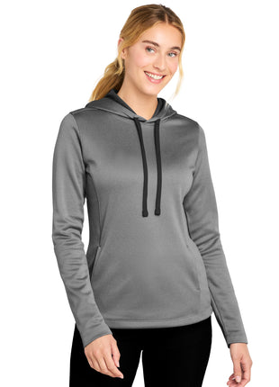 Sport-Tek ® Women's PosiCharge ® Sport-Wick ® Heather Fleece Hooded Pullover. LST264 - Black Heather | Sport-Tek