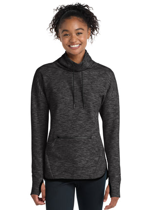 Sport-Tek® Women's Triumph Cowl Neck Pullover LST280 - Black Heather | Sport-Tek