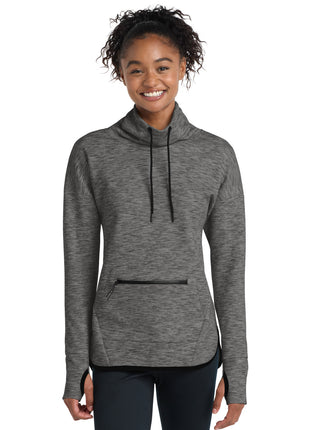 Sport-Tek® Women's Triumph Cowl Neck Pullover LST280 - Dark Grey Heather | Sport-Tek