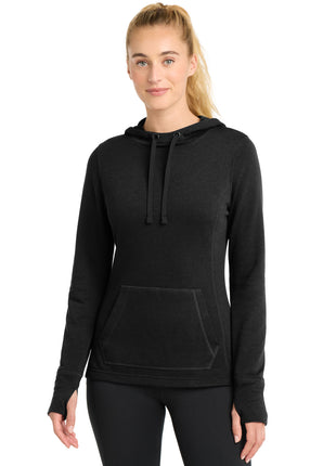 Sport-Tek ® Women's PosiCharge ® Tri-Blend Wicking Fleece Hooded Pullover. LST296 - Black Triad Solid | Sport-Tek