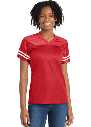 Sport-Tek® Women's PosiCharge® Replica Jersey. LST307 - True Red/ White | Sport-Tek