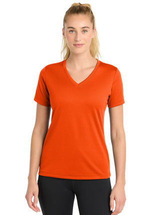 Sport-Tek® Women's PosiCharge® RacerMesh® V-Neck Tee. LST340 - Neon Orange | Sport-Tek