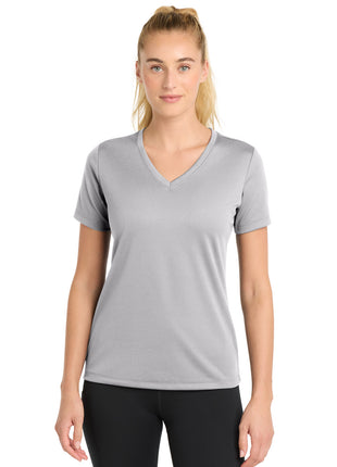 Sport-Tek® Women's PosiCharge® RacerMesh® V-Neck Tee. LST340 - Silver | Sport-Tek