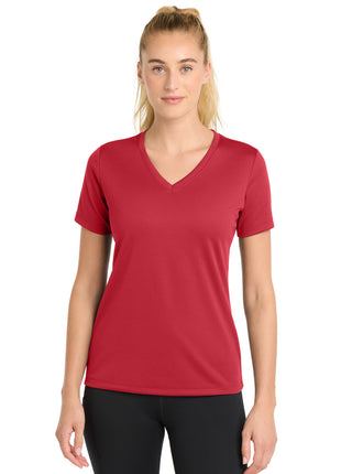 Sport-Tek® Women's PosiCharge® RacerMesh® V-Neck Tee. LST340 - True Red | Sport-Tek