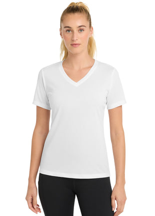 Sport-Tek® Women's PosiCharge® RacerMesh® V-Neck Tee. LST340 - White | Sport-Tek