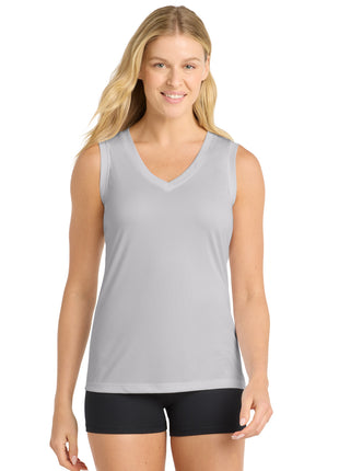 Sport-Tek® Women's Sleeveless PosiCharge® Competitor™ V-Neck Tee. LST352 - Silver | Sport-Tek