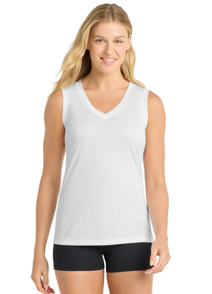 Sport-Tek® Women's Sleeveless PosiCharge® Competitor™ V-Neck Tee. LST352 - White | Sport-Tek