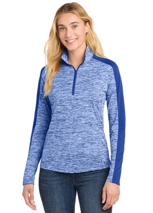 Sport-Tek® Women's PosiCharge® Electric Heather Colorblock 1/4-Zip Pullover. LST397 - True Royal Electric/ True Royal | Sport-Tek