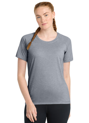 Sport-Tek ® Women's PosiCharge ® Tri-Blend Wicking Scoop Neck Raglan Tee. LST400 - True Navy Heather | Sport-Tek