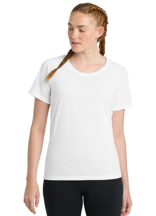 Sport-Tek ® Women's PosiCharge ® Tri-Blend Wicking Scoop Neck Raglan Tee. LST400 - White Triad Solid | Sport-Tek