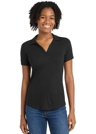 Sport-Tek ® Women's PosiCharge ® Tri-Blend Wicking Polo. LST405 - Black Triad Solid | Sport-Tek
