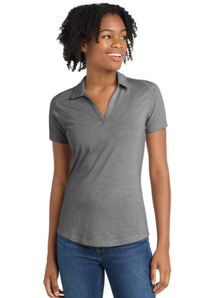 Sport-Tek ® Women's PosiCharge ® Tri-Blend Wicking Polo. LST405 - Dark Grey Heather | Sport-Tek