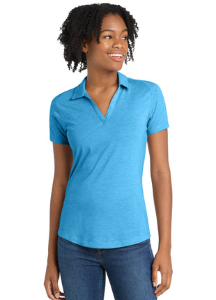 Sport-Tek ® Women's PosiCharge ® Tri-Blend Wicking Polo. LST405 - Pond Blue Heather | Sport-Tek