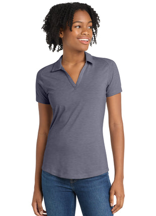 Sport-Tek ® Women's PosiCharge ® Tri-Blend Wicking Polo. LST405 - True Navy Heather | Sport-Tek