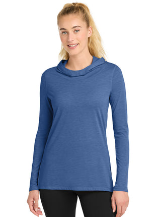 Sport-Tek® Women's PosiCharge ® Tri-Blend Wicking Long Sleeve Hoodie LST406 - True Royal Heather | Sport-Tek