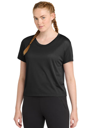 Sport-Tek ® Women's PosiCharge ® Draft Crop Tee. LST411 - Black | Sport-Tek