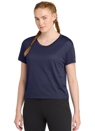 Sport-Tek ® Women's PosiCharge ® Draft Crop Tee. LST411 - True Navy | Sport-Tek