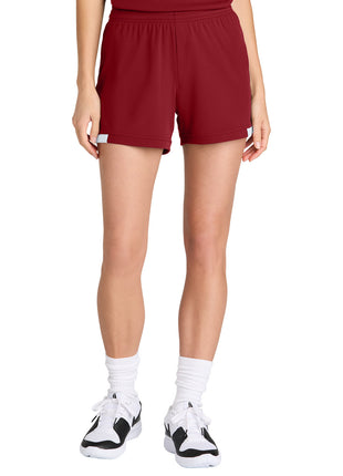 Sport-Tek® Women's Club 5" Short LST442 - Deep Red/ White | Sport-Tek