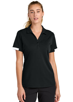 Sport-Tek® Women's Club Colorblock Polo LST444 - Black/ White | Sport-Tek