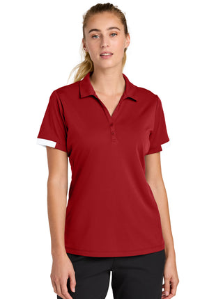 Sport-Tek® Women's Club Colorblock Polo LST444 - Deep Red/ White | Sport-Tek