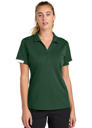 Sport-Tek® Women's Club Colorblock Polo LST444 - Forest Green/ White | Sport-Tek