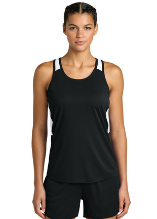 Sport-Tek® Women's Club Track Tank LST446 - Black/ White | Sport-Tek