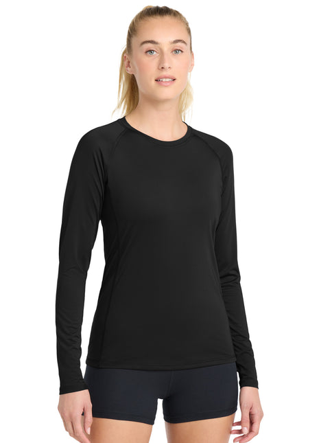 Sport-Tek ® Women's Long Sleeve Rashguard Tee. LST470LS - Black | Sport-Tek