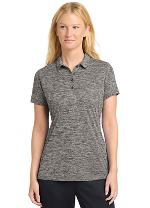 Sport-Tek ® Women's PosiCharge ® Electric Heather Polo. LST590 - Black Electric | Sport-Tek