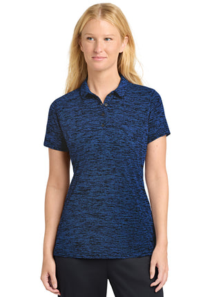 Sport-Tek ® Women's PosiCharge ® Electric Heather Polo. LST590 - Dark Royal-Black Electric | Sport-Tek
