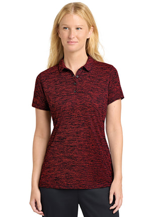 Sport-Tek ® Women's PosiCharge ® Electric Heather Polo. LST590 - Deep Red/ Black Electric | Sport-Tek