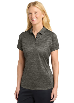 Sport-Tek ® Women's PosiCharge ® Electric Heather Polo. LST590 - Grey-Black Electric | Sport-Tek