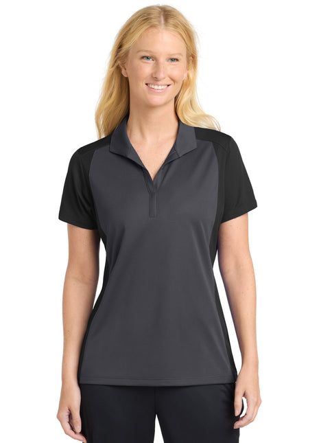 Sport-Tek® Women's Colorblock Micropique Sport-Wick® Polo. LST652 - Iron Grey/ Black | Sport-Tek