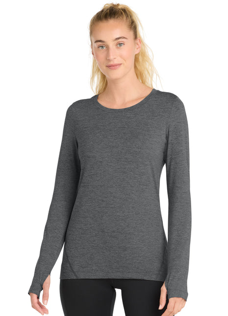 Sport-Tek ® Women's Exchange 1.5 Long Sleeve Crew. LST710 - Graphite Heather | Sport-Tek