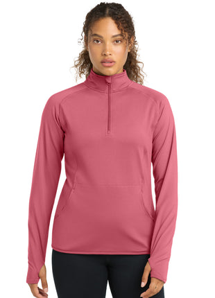 Sport-Tek® Women's Sport-Wick® Stretch 1/4-Zip Pullover. LST850 - Dusty Rose | Sport-Tek