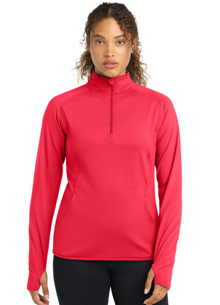 Sport-Tek® Women's Sport-Wick® Stretch 1/4-Zip Pullover. LST850 - Hot Coral | Sport-Tek