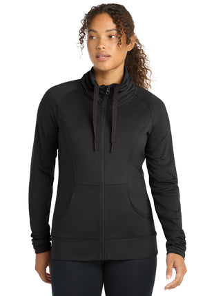 Sport-Tek® Women's Sport-Wick® Stretch Full-Zip Jacket. LST852 - Black | Sport-Tek