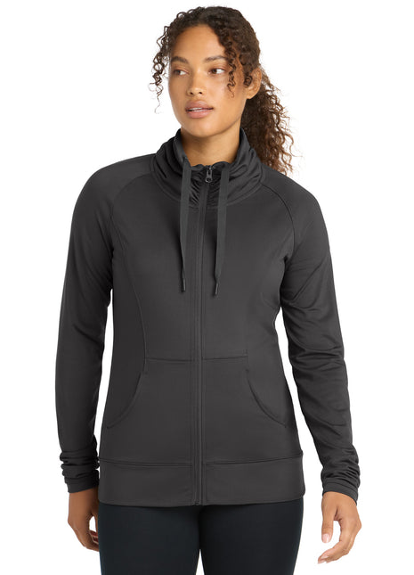 Sport-Tek® Women's Sport-Wick® Stretch Full-Zip Jacket. LST852 - Charcoal Grey | Sport-Tek