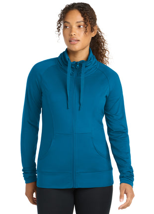 Sport-Tek® Women's Sport-Wick® Stretch Full-Zip Jacket. LST852 - Peacock Blue | Sport-Tek